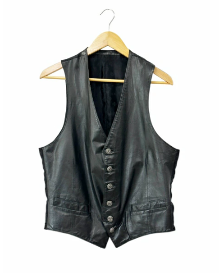 クロムハーツ CHROME HEARTS バックシルク切替 6B レザー ベストフローラルクロス M