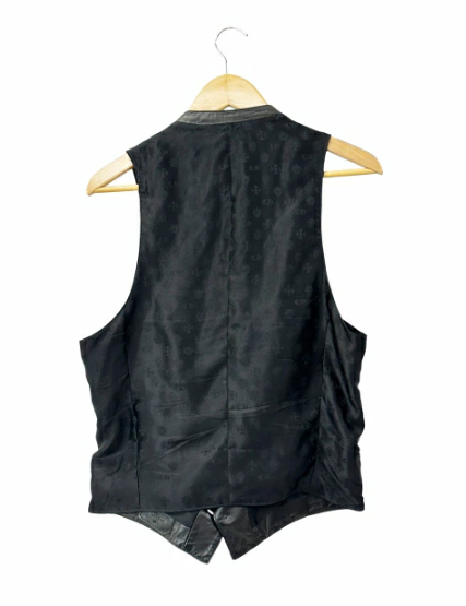 クロムハーツ CHROME HEARTS バックシルク切替 6B レザー ベストフローラルクロス M