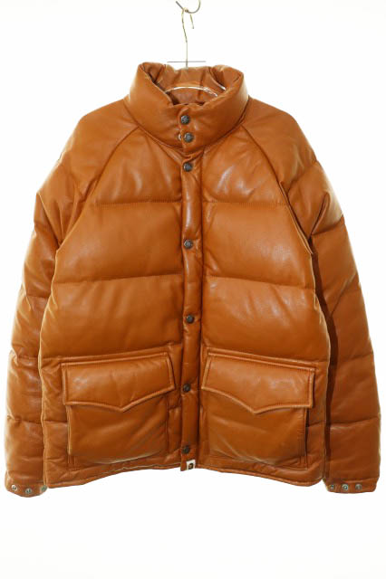 アベイシングエイプ A BATHING APE LEATHER CLASSIC DOWN JACKET BROWN M 2017-18 レザー クラシック ダウン ジャケット ブラウン