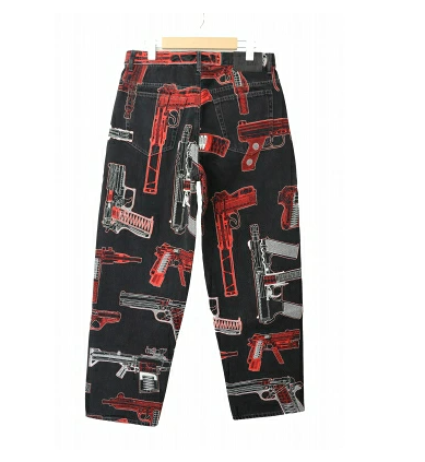 シュプリーム SUPREME 26SS Guns Embroidered Loose Fit Jean Black