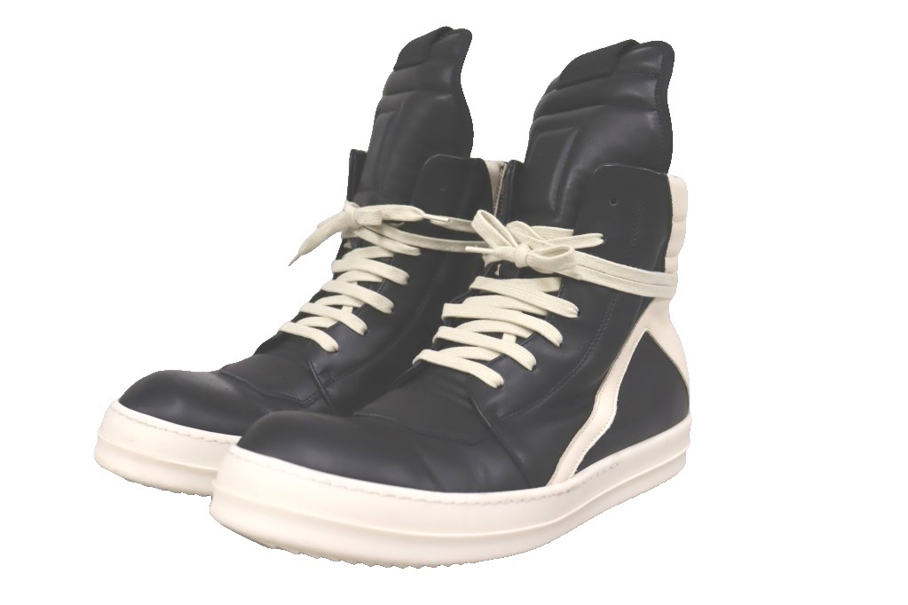 リックオウエンス Rick Owens GEOBASKET SIZE44.5 RU01F2894 LCO ジオバスケット ハイカット スニーカー レザー ブラック ミルク ジオバス