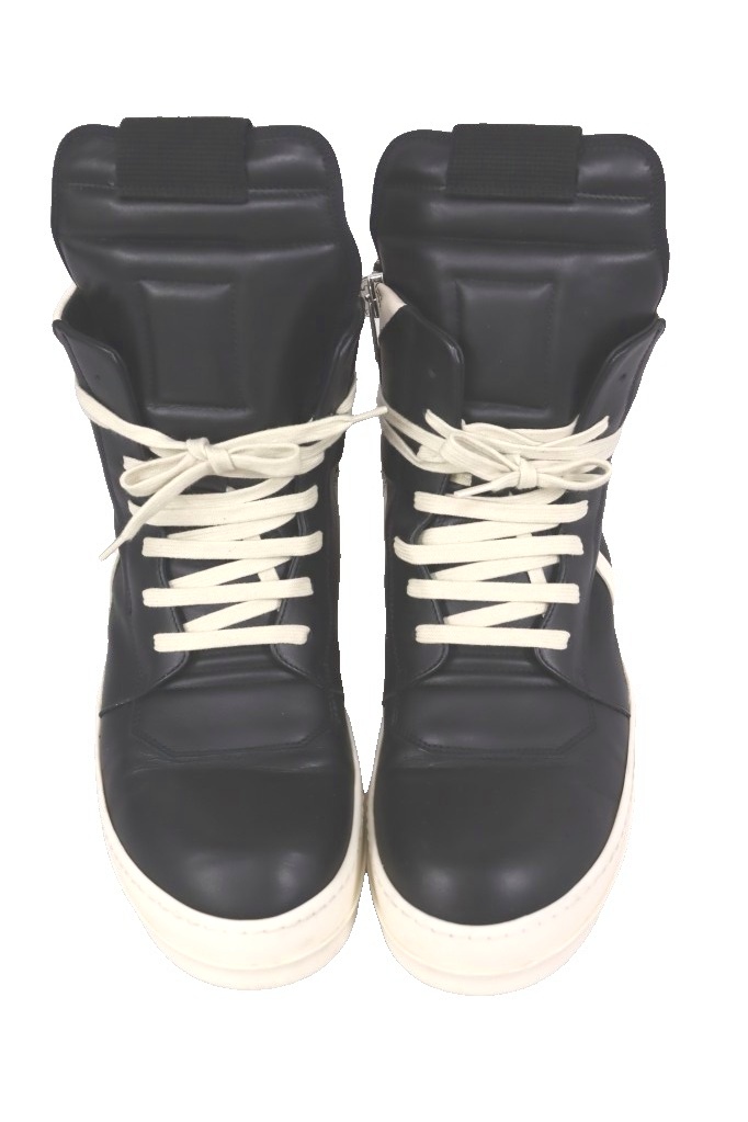 リックオウエンス Rick Owens GEOBASKET SIZE44.5 RU01F2894 LCO ジオバスケット ハイカット スニーカー レザー ブラック ミルク ジオバス